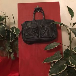 Navy Blue Leather Handbag